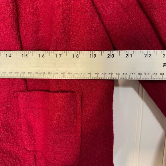 J. Jill Red Blazer Jacket L Wool Blend Two-Button Knit Preppy Old Money Career - Picture 5 of 9